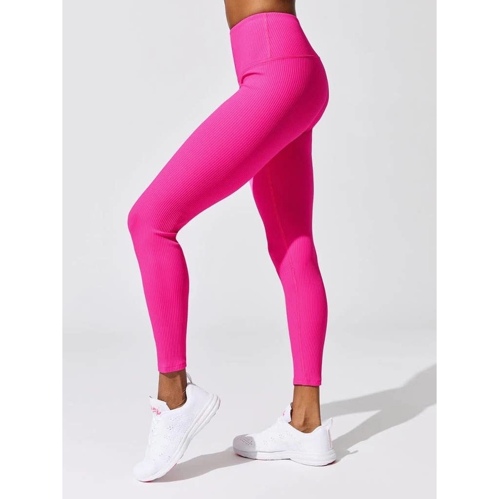 Carbon38 Ribbed 7/8 Legging in Neon Pink Size XS